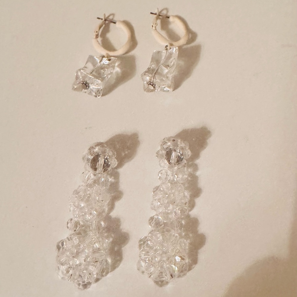 Set of 2 Clear Acrylic Earrings, Ice Cube Earrings and Clear Dangle Earrings - Picture 5 of 7
